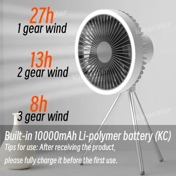 Electric Fan with Power Bank LED Light