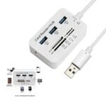 Hub USB COMBO 3 Ports USB 3.0 + Lecteur de cartes - Blanc