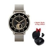 SmartWatch XIAOMI S4 41 mm avec écouteur Redmi Buds 6 Play - Gold