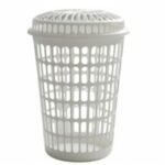 Panier à Linge Plastique Avec Couvercle - Blanc
