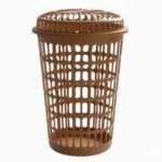 Panier à Linge Plastique Avec Couvercle - Marron