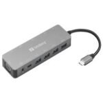 Station d'accueil SANDBERG Dock TRAVEL USB-C 13 en 1 - Gris
